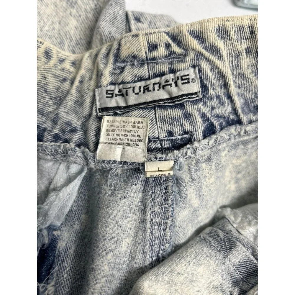 VTG Saturdays Season D Acid Wash Jean Denim Shorts 80’s Retro Men’s L (31x11)